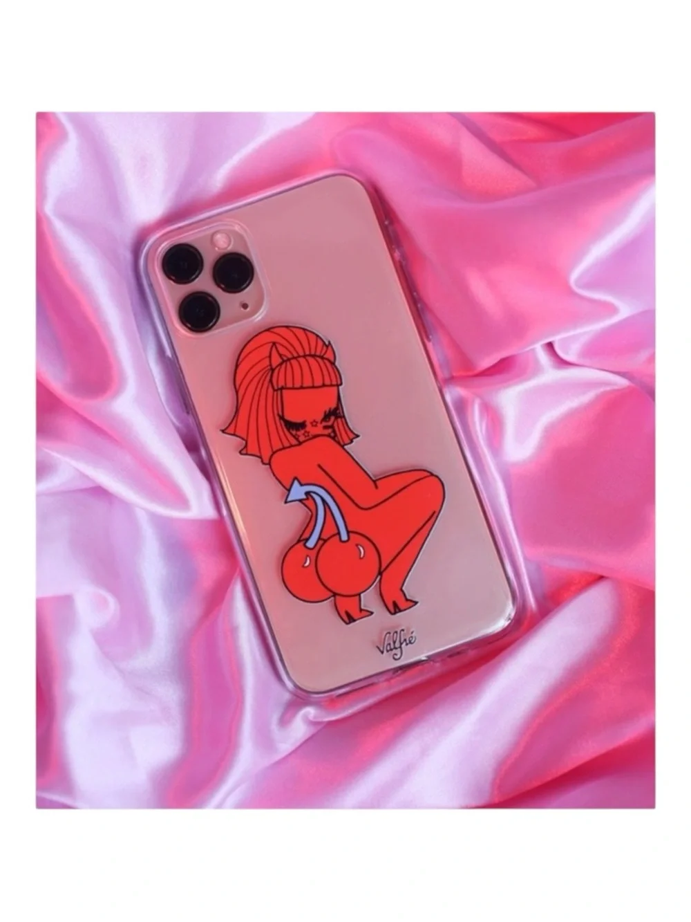 new Valfre ☻︎ Lucy Cherry Bottom ☻ iPhone 6+ 7+ 8+ Clear Case ☻ Artist Drawn ☻